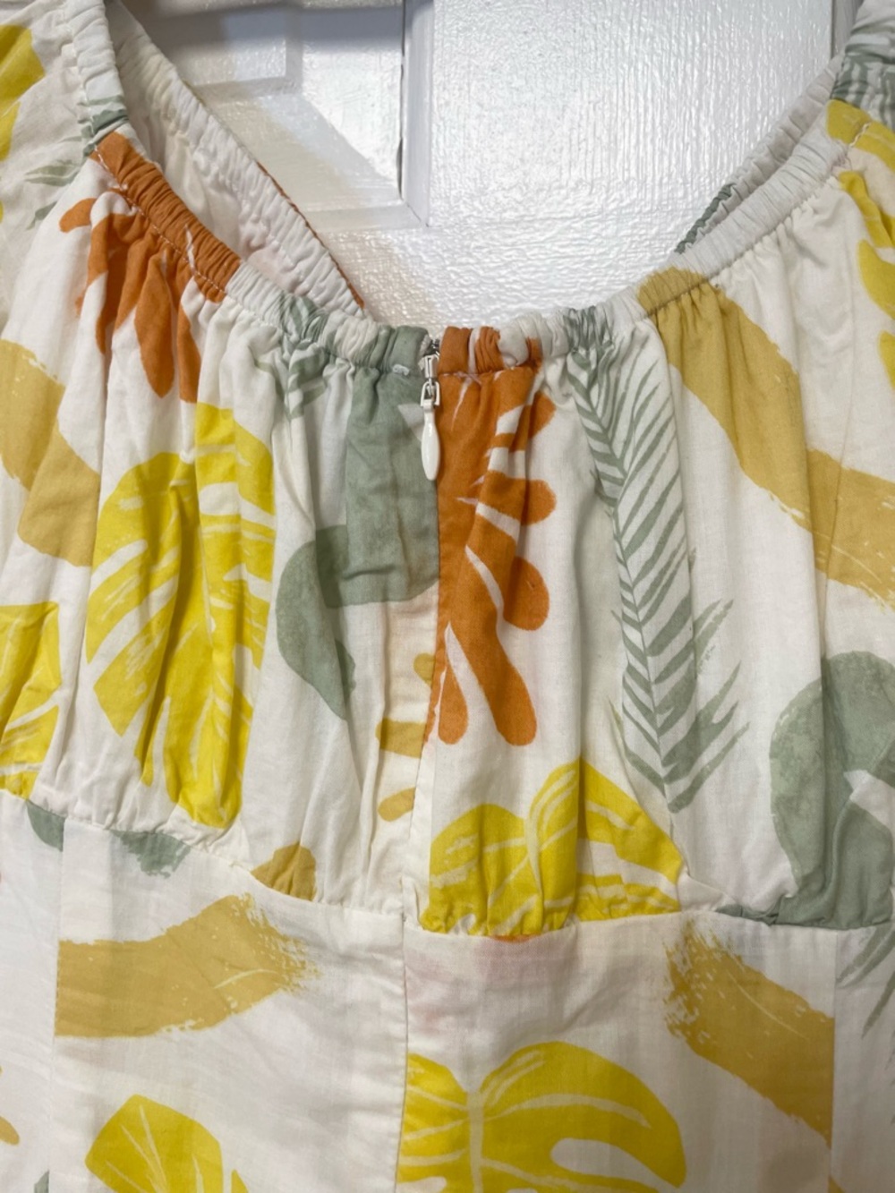 SABO Tropical Print Puff Sleeve Mini Dress Size M 100% Cotton - Picture 8 of 11